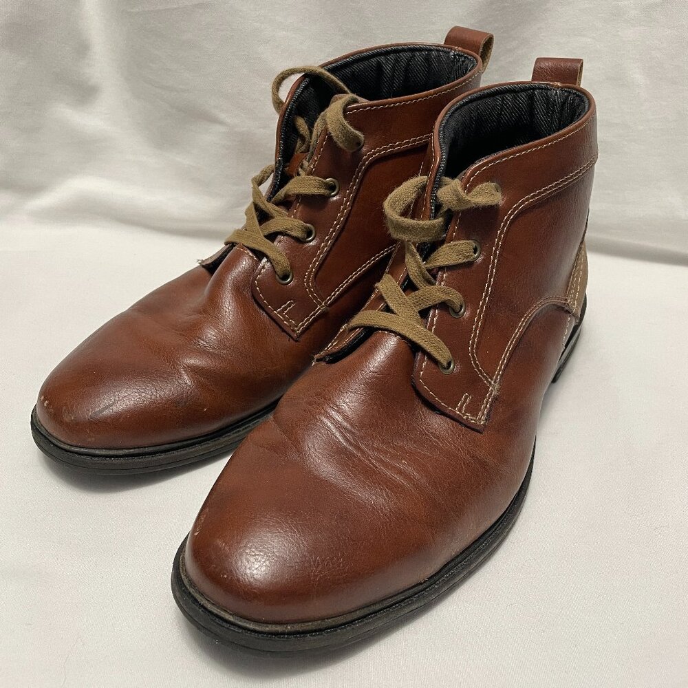 Sonoma Mens Boots Size 7.5 MED Brown Lace Up Textile Upper Preowned